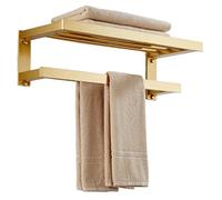 DJHFHCS Towel Rack Towel Rail Alumialloy Double Towel Bar Towel Rack Shelf Wall Mount Towel Rail Bathroom Decoration Towel Bar Towel Holder/Gold/70Cm enterprise