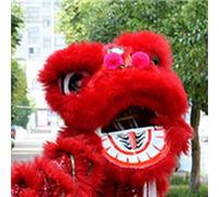 DJHGNFRDK Traditional Chinese Lion Dance Outfit 2 Player Adult Wool Lion Dance Head Multicolor Chinese New Year(Red Head)