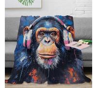 DJHVJS Monkey Microfiber 3D Printing Throw Blanket Super Soft Plush Couch Blanket TV Bed Fuzzy Blanket Comfy Warm Heavy Duty Flannel Décor for Kids Teens Adults 60x80inch(150x200cm)