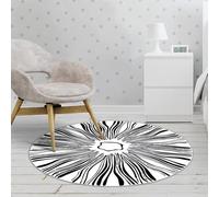 DJHWWD Anti Slip Bedroom Mat 60X60cm,Entrance Mat Black Modern Round Shape for Front Door,Bedroom,Chair