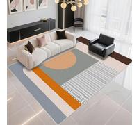 DJHWWD Anti Slip Outdoor Rug Waterproof 80x150cm, Orange-blue Front Door Runner Modern stripes for the office and kitchen