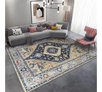 DJHWWD Bright Rug Carpet Floor Home Carpets 70x140CM crystal velvet Blue. A yellow retro floral carpet. Large Living Room Rugs