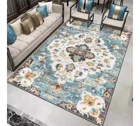 DJHWWD Dining Room Rugs Under Table Carpet For Living Washable 100x200CM art deco and modernist carpets Blue. Vintage floral Area Rug