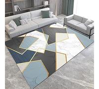 DJHWWD Large Floor Cushions Rugs Bedroom Blue living room big carpet modern geometric square outdoor soft water washable Outside Waterproof Patio For 160X230CM
