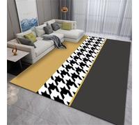 DJHWWD Large Washable Rug Living Room Carpets Office 180x250CM crystal velvet carpet Yellow. A black and gray modern plaid carpet. Rugs