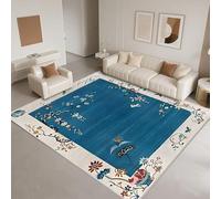 DJHWWD Machine Washable Indoor Outdoor Rug 120x170cm,Chinese Retro Style for Hallway,Teenage Bedroom,Nursery Blue