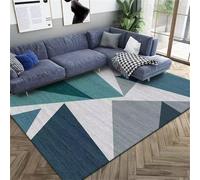 DJHWWD Modern Carpet For Bedroom Bedside Rugs Dining Room Under Table 80x150CM Dog Rug Blue. A gray and green rectangular carpet. Area