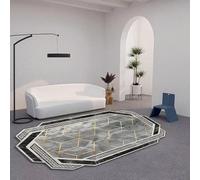 DJHWWD Short Pile Absorbent Door Mats Indoor Grey 80x120CM,Geometric Modernization for Under Table,Internal,Chair
