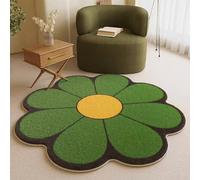 DJHWWD Short pile Hall Rug 140X140cm,Dark Green Floral Pattern for Nursery,Corridor,Bedroom