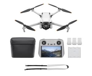 DJI Mini 3 Fly More Combo (DJI RC) Bundle 01- Lightweight 3x Mechanical Gimbal Mini Camera Drone with 4K HDR Video, 3 batteries for 114-min Flight Time, Vertical Shooting, 32800ft (10km)