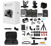 DJI Osmo Action 4 Standard Combo with 50 Piece Accessory Kit + 2 Extra Batteries + 64GB Card, 4K/120fps Waterproof Action Camera with a 1/1.3-Inch Sensor, Long-Lasting 160 Mins, Outdoor Camera