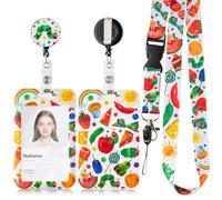 DJianrang Caterpillar Lanyard ID Badge Holder Set Cute Insect Design Pattern Retractable Reel Alligator Clip Cute Nursing Name Tag Gift for Teacher Nurse Student Office Work Conference Event Camp Gift