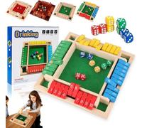 djiatog 2026 new Shut The Box game, four-sided card game, with 8 cubes, 4-sided family math game for 2-4 players, enhancing math and decision-making skills (color)