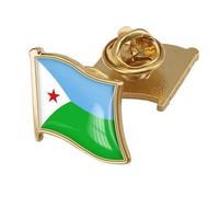 Djibouti Flag Brooch - Simple Retro Geometry Flag Print Badge Pin For Patriotic Men Women Personality Badge Button Collar Pin For Jackets Shirts Backpacks