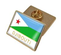 Djibouti Flag Brooch - Simple Retro Geometry Flag Print Badge Pin For Patriotic Men Women Personality Badge Button Collar Pin For Jackets Shirts Backpacks Character