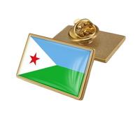 Djibouti Flag Brooch - Simple Retro Geometry Flag Print Badge Pin For Patriotic Men Women Personality Badge Button Collar Pin For Jackets Shirts Backpacks Rectangle