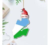 Djibouti Flags Red Santa Hat Xmas Ornament National Flag Christmas Tree Ornament Keepsake Holiday Christmas Tree Party Decorations Personalized Clear Round Acrylic Pendant for Family New Year Home