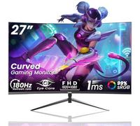 DJiEX 27 Inch Curved Monitor FHD 1920 x 1080p 180Hz 1800R Screen 99% sRGB Support DP HDMI Home Office Game Monitor Sync Visual Experience, Support Wall Mounted Installation