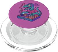 DJing Velociraptor Dinosaur Mixing Tracks Funny PopSockets PopGrip for MagSafe