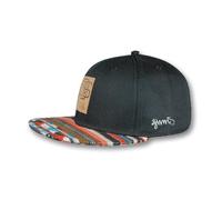 Djinns 6 Panel Snapback Aztec Cap Black Leather Label Patch Aztek Baseball Cap