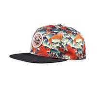 Djinns 6 Panel Snapback Cap Koi Linen Fish Pattern Flat Visor Hat