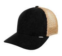Djinns Cord and Mesh Trucker Cap Baseball Curved Brim (One Size - Black-Beige)