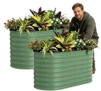 Djioyer 120x60x60CM Galvanized Raised Beds for Garden, 2 Packs Outdoor Metal Raised Planter with Safety Edging, Bottomless, Rust-Resistant Rounded for Vegetables, Flowers, Easy Assembly, Green