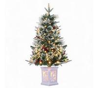 Djioyer Pre-Lit 3ft Artificial Christmas Tree Snowman & Snowflake Base | Mini Pine, 2-Pack/1-Pack Holiday Home, Party, or Office Décor