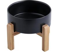 DJJJOOYS Black Raised/Elevated Ceramic Dog Bowl for Medium Large Sized Breeds,Dog Food Water Bowl with Stand,8 in 7.6 Cups Non Slip Heavy Weighted