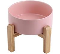 DJJJOOYS Pink Raised/Elevated Ceramic Dog Bowl for Medium Large Sized Breed,Dog Food Water Bowl with Stand,8 in 7.6 Cups Non Slip Heavy Weighted