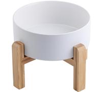 DJJJOOYS White Raised/Elevated Ceramic Dog Bowl for Medium Large Sized Breeds,Dog Food Water Bowl with Stand,6 in Non Slip Heavy Weighted 3.6 Cups