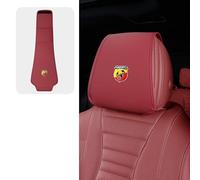 DJJNHF 2-Pack Car Headrest Cover for Abarth 695 2014 - Hatchback, with Storage Pocket,Premium Leather Car Headrest Protector for Car Seat,Red