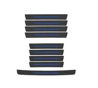DJJNHF 9 Pieces Carbon Fibre Door Sill Protectors for Renault Espace Vi 2023, with Self-Adhesive Tape, Car Sill Guards Trim Accessories, bla-ck blue line