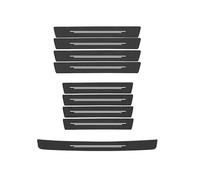 DJJNHF 9 Pieces Carbon Fibre Door Sill Protectors for VW Polo VI Bj. 2017-2022 2023 2024, with Self-Adhesive Tape, Car Sill Guards Trim Accessories,Bla-ck white line