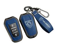 DJJNHF Car Key Fob Cover Protector for Peugeot 508 I SW 2010-2014, Silicone Rubber Case with Anti-Scratch Protection, Keychain Clip,Blue-A
