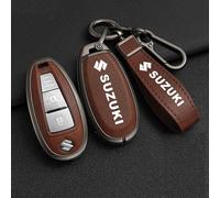 DJJNHF Car Key Fob Cover Protector for Suzuki Swift SX4 S-Cross, Silicone Rubber Case with Anti-Scratch Protection, Keychain Clip,Brown-Keychain