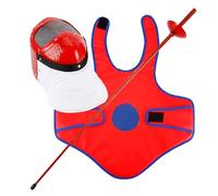 DJJYCTNM Fencing Practice Sword Kit, Children's Training Equipment, Protective Vest, Protective Mask, 38.6" Plastic Fencing Foil with Sound(Red)
