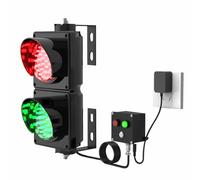 DJJYCTNM LED Traffic Stop 2 Light Red/Green, Industrial Loading Dock Bay Traffic Light 4 Inch Diameter Lens, AC110-240V, Signal Stop Go Light, Button Control, Plug & Play