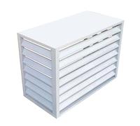 DJJYCTNM Outdoor Air Conditioning Cover Decorative Privacy Screen Fence, Aluminum All-weather Central Air Conditioner Protection Covers for Outside Units, Shelf Plant Stand (Color : White Flat Roof,