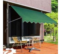 DJJYCTNM Patio Telescopic Awning, Awning Retractable, Adjustable Waterproof Canopy with Hand Crank, Balcony Sun Shade Shelte - Ideal for Any Window or Door (Color : Green+gray frame, Size : 300cm/11