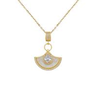 DjkIdj 14K Gold Plated Crystal Elegant Crescent Pendant O Type Chain Gold Jewelry for Women Graduation Gifts For Her