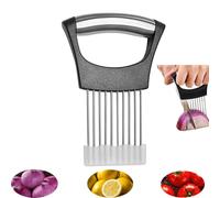 DJKKiTTQ Onion Slicer, Lemon Slicer, Stainless Steel Onion Cutter for Slicing Potatoes, Onions, Tomatoes, Eggs, Fruits, Vegetables and Meat, with Protective Cover (1)