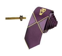 DJMANMENGG Kira Yoshikage Cospaly Tie Anime JoJo Merch Bizarre Adventure Tie For Unisex Tie Clip (Zipper style, Purple, One size