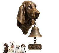 DJMAW Retro 3D Dog Welcome Doorbell - Vintage Cast Iron/Resin Wall-Mounted Entry Bell with Brass Chime for Porch, Front Door, Garden & Yard Decoration(Basset Hound)