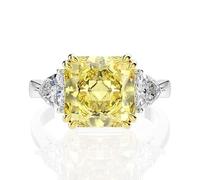 DJMJHG 100% 925 Sterling Silver 10mm Created Moissanite Citrine Sapphire Gemstone Wedding Engagement Ring Fine Jewelry 8 Yellow