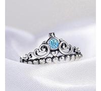 DJMJHG 925 Silver Cinderella's Gift Blue Crown Ring Women's Wedding Gift Fashion Romantic Jewelry 5 white