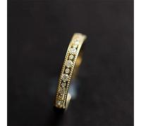 DJMJHG 925 Sterling Silver Plating 14k Gold Retro Simple Pavé Crystal Hollow Ring Women Light Luxury Party Jewelry 6 Gold