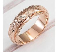 DJMJHG Elegant Craved Flower Pattern Women Band Ring 3 Metal Colors Wedding Bridal Rings Classic Timeless Jewelry 6 Rose Gold Color