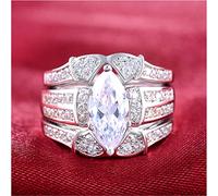 DJMJHG Engagement Rings For Women Water Drop Zircon Punk Cz Ring White Gold Color Big Stone Ring Vintage Best Birthday Gift 7