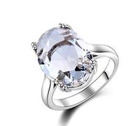 DJMJHG Fashion White Gold Color Topaz Ring 925 Sterling Silver Classic Rings With Natural Gemstone Zircon For Women Jewelry 9 White